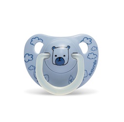 SUAVINEX | Šidítko DEN&NOC anatomické silikon 0-6 m - modrý medvěd
