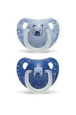 SUAVINEX | Šidítko DEN&NOC anatomické silikon 6-18 m - 2 ks - modrý medvěd