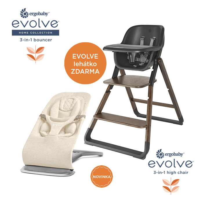 Evolve jídelní židle 2- v-1 Dark Wood + Evolve lehátko Cream