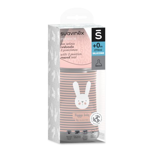 SUAVINEX | Premium láhev 270 ml 3P HYGGE proužky- růžová